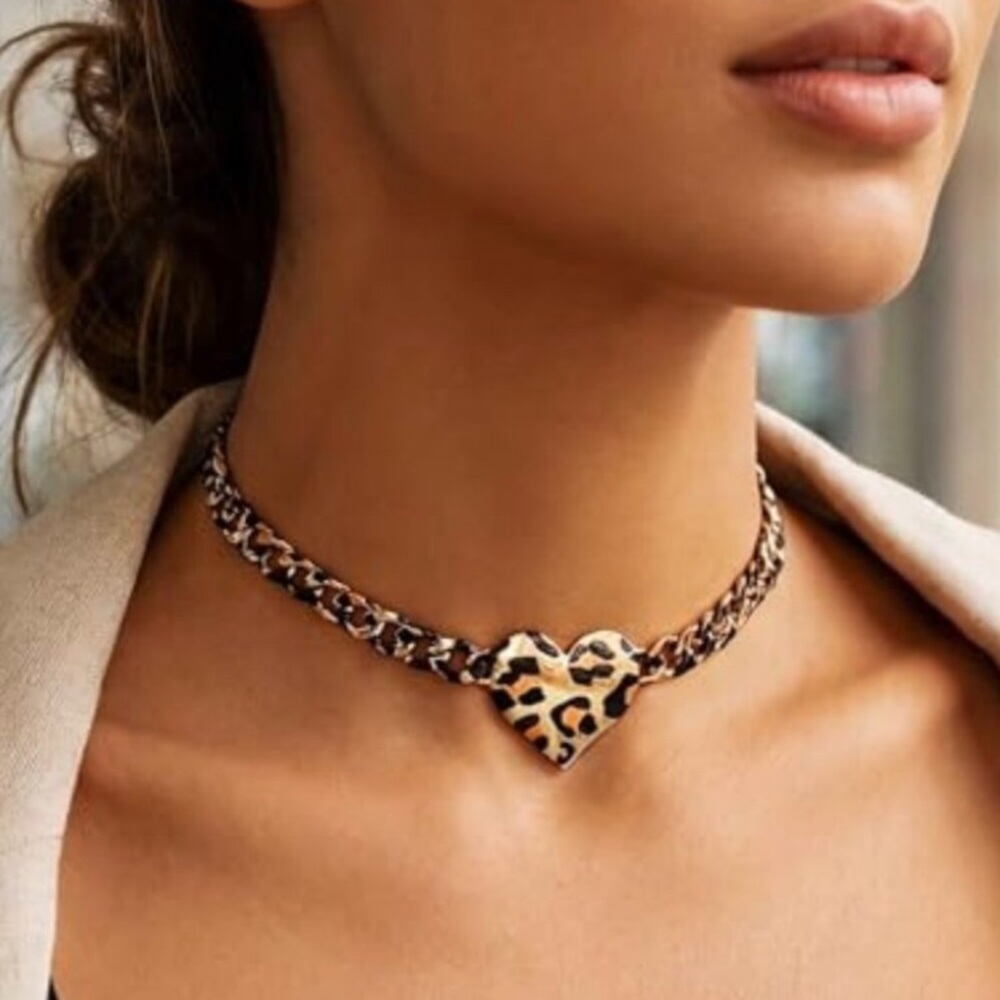 New - Leopard Chunky Choker Necklace Gold Thick‎ Necklaces Punk Cuban Chain